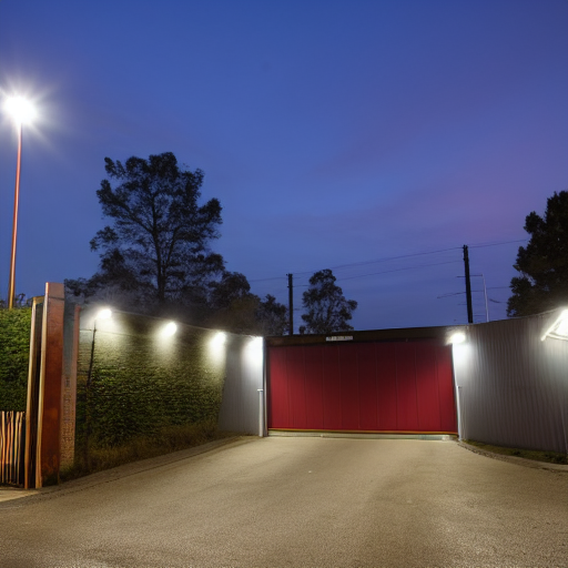 Industrial Gate with Horn Loudspeaker and Lighting